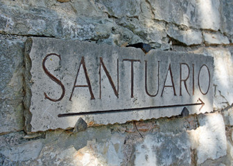 Sign with arrow and written Sanctuary of St. Francis
