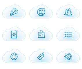 Ecology web icons set 3, cloud buttons