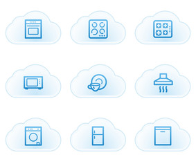 Home appliances web icons, cloud buttons