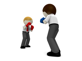 3d boxing concept for business rivalry.