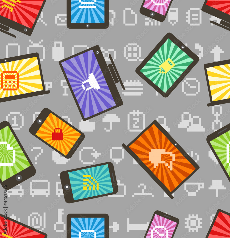 Poster abstract style modern gadgets seamless pattern