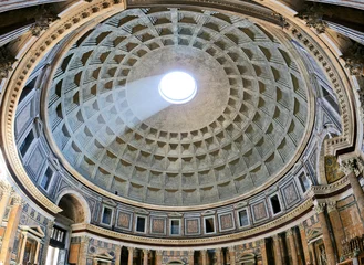 Fotobehang Oud architectonisch meesterwerk van het Pantheon in Roma, Italië © petunyia