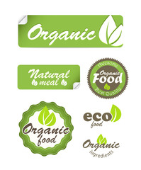 Eco food stickers isolated on white