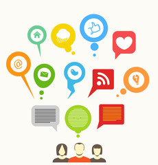 Social media network abstract speech bubbles