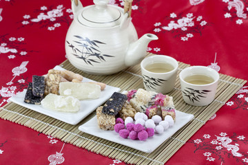 chinese traditional snacks with tea
