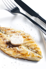 grilled mackerel with anchovy butter