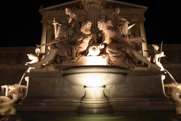 The Athena Fountain in front of the Austrian Parliament in Vienn