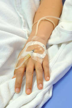 IV solution in a patients hand