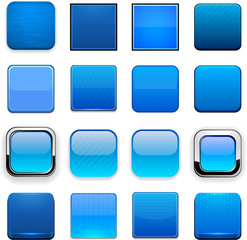 Blue square high-detailed web buttons.