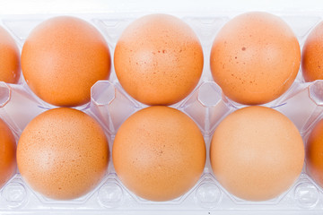 eggs in a plastic carton