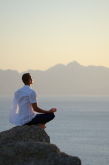 Man meditates