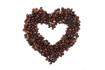 heart from coffee beans