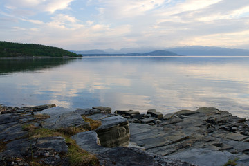 Sunset over fjord, Finnmark, Norway