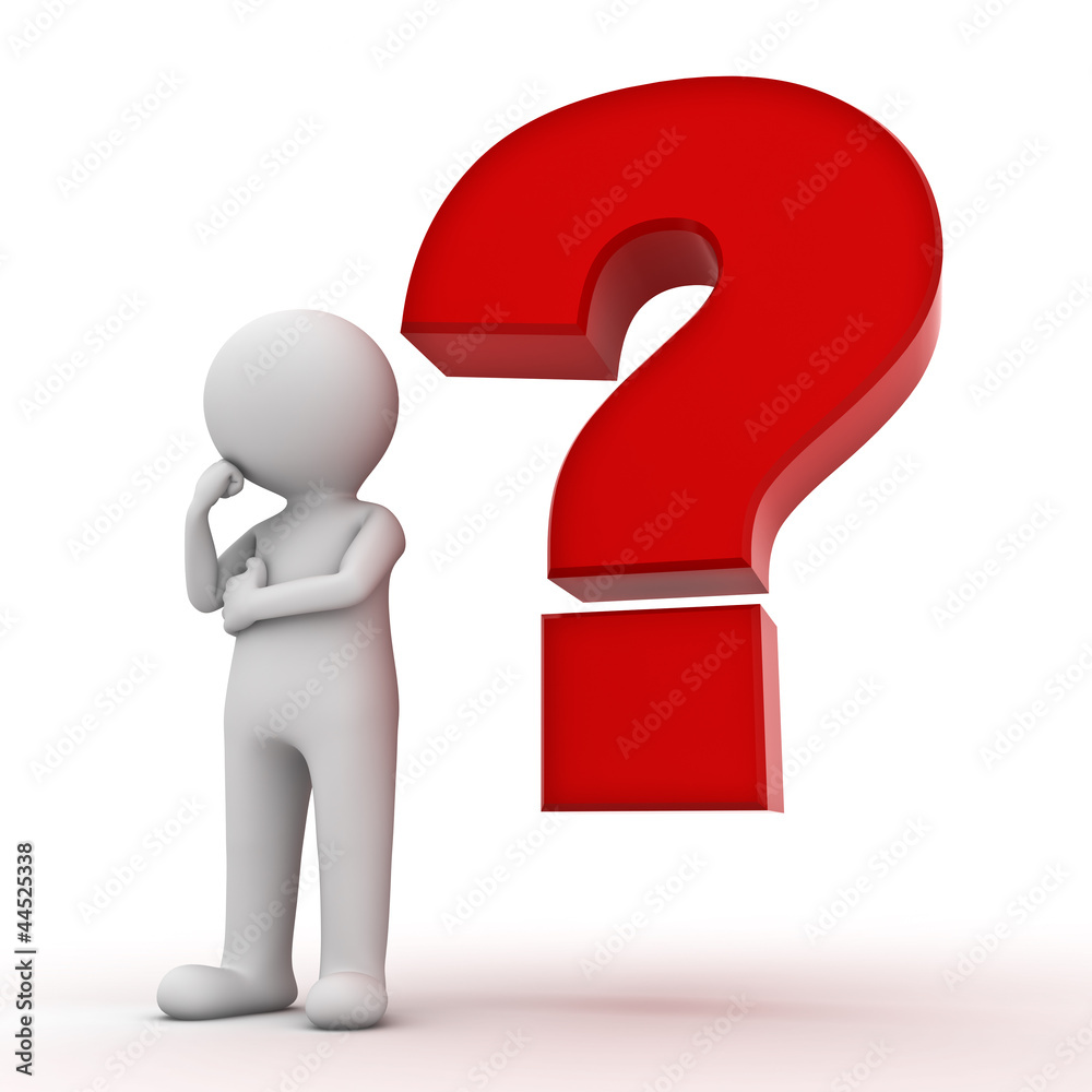 Aufkleber 3d man with red question mark over white background
