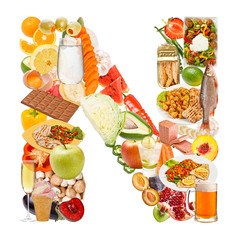 Letter N made of food