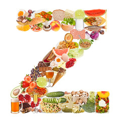 Letter Z made of food