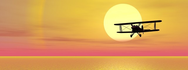 Biplan upon ocean © Elenarts
