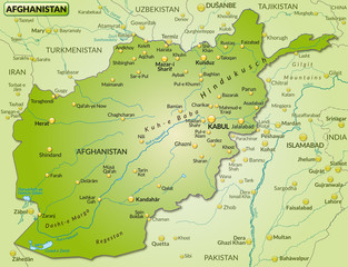 Fototapeta premium Übersichtskarte von Afghanistan und Umgebung
