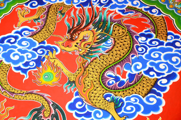 Painting of Golden Dragon of Holy Shrine.