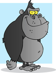 Gray Gorilla Cartoon Mascot Character