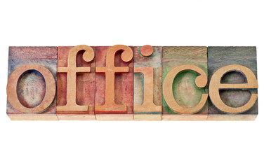 office word in wood type