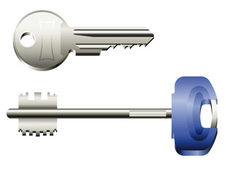 Two metal keys from different types of lockers