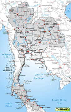 Straßenkarte von Thailand und Nachbarländern