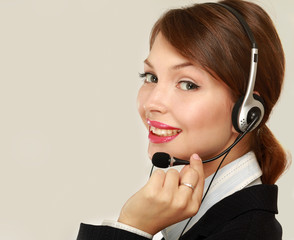 Beautiful business woman with headset
