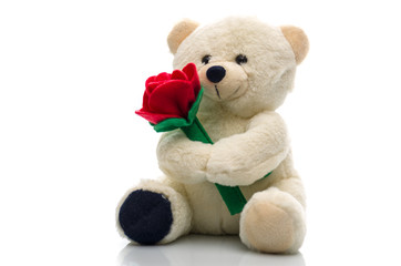 Teddy bear with a red rose