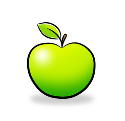 Green apple on white background