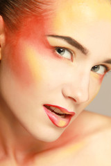 Fototapeta premium beautiful make up of bright lips