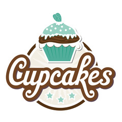 Cupcakes Button in Mint