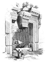 Baalbek : Antique Bacchus Temple - view 19th century