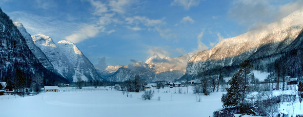 Cold and snowy winter in mountain Austria