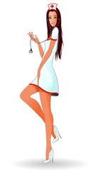 Sexy Nurse with Stethoscope-Infermiera con Stetoscopio-Vector