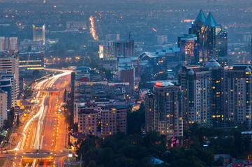 Night city of Almaty
