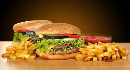 Hamburguesas en modo panorámico.