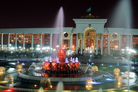 Fountain in National Park of Almaty