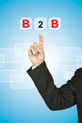 Businessman with word B2B