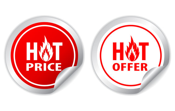 Vector hot price and offer labels