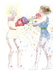 boxing women (white background 1)
