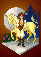 Unicorn rider, 70's style fantasy