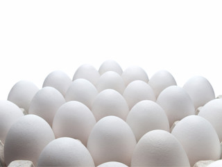 eggs of a hen in packing on a white background.