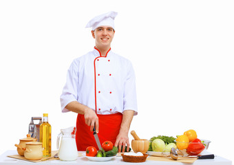 Young cook preparing food