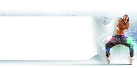 young man dancing hip hop with color lines