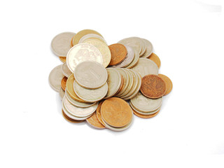coins on white background