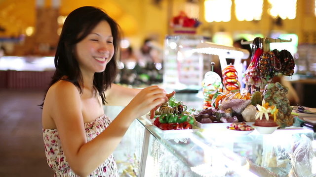 Young Asian Girl Shopping Phnom Penh Central Market