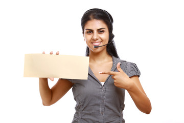 A friendly customer service girl with a headset