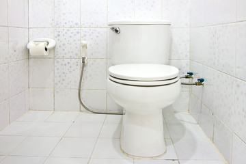 Interior of Toilet seat in bathroom