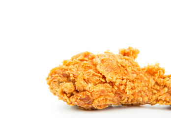 Fried chicken pieces isolated on white background